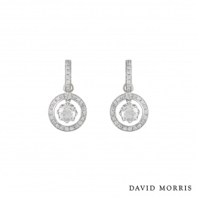 David Morris Diamond Drop Earrings in Platinum